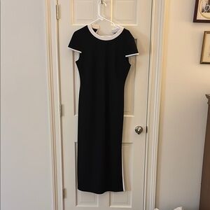 Donna Morgan Black and White Sheath Dress with Peter Pan Collar